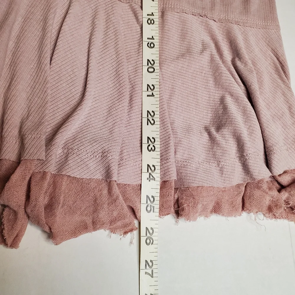 We The Free Free People Tangerine Long Sleeve Mauve Top Ribbed Tee Boho Size S - Picture 7 of 9